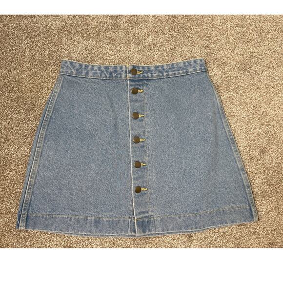American Apparel Women's Western Cowgirl Denim Button Front Skirt Light Wash L - Picture 1 of 6